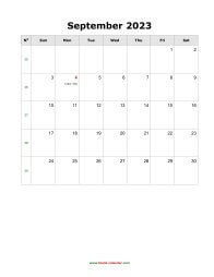 blank september holidays calendar 2023 portrait
