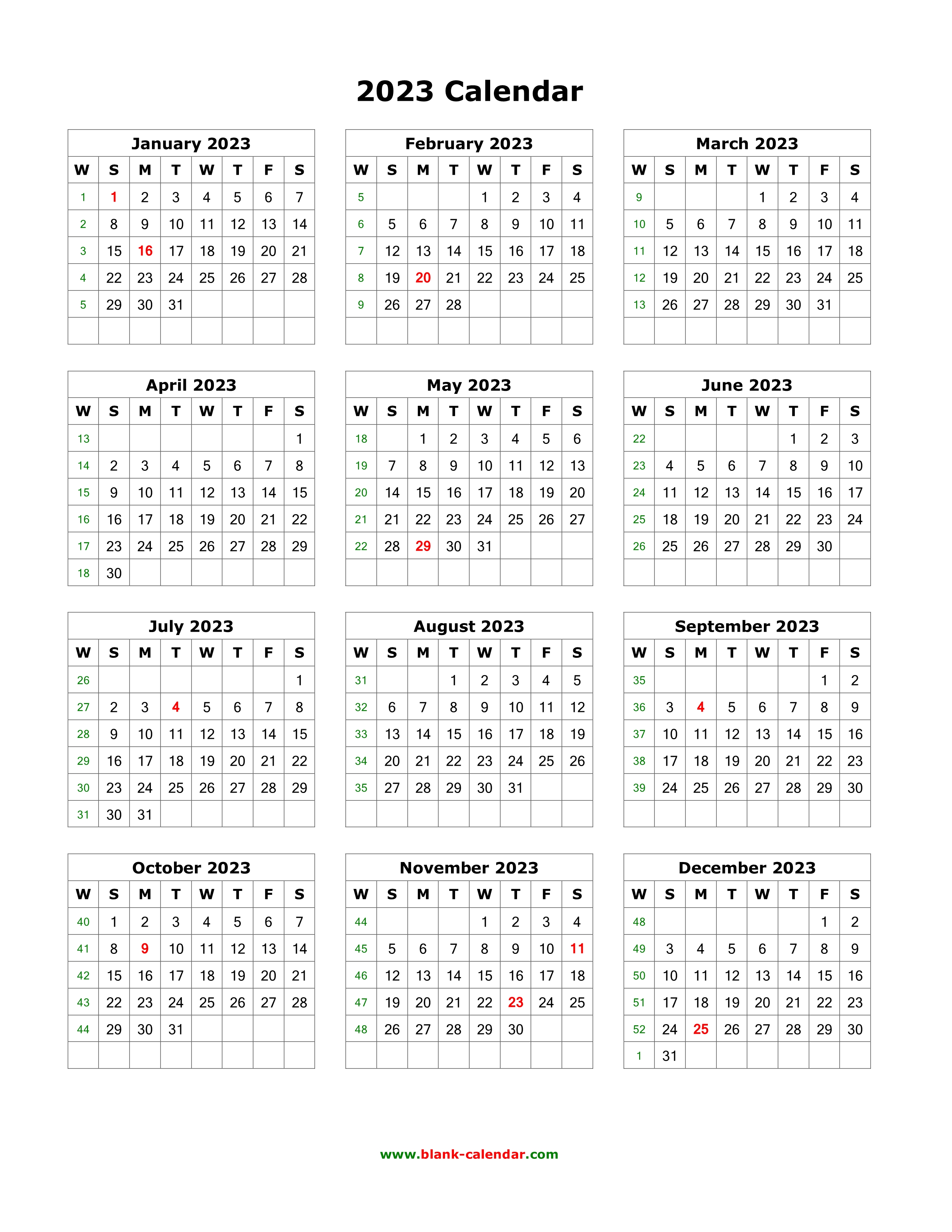 2023 Printable Calendars Free