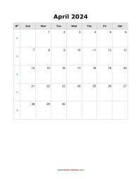 blank april calendar 2024 portrait