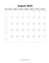 August 2024 Blank Calendar (vertical)
