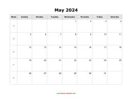 blank may calendar 2024 landscape