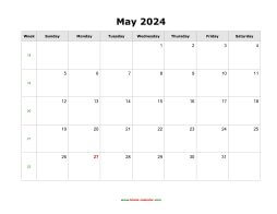 blank may calendar 2024 landscape