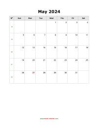 blank may calendar 2024 portrait