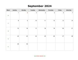 blank september calendar 2024 landscape