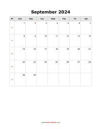 September 2024 Blank Calendar (vertical)