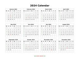 blank calendar 2024 landscape