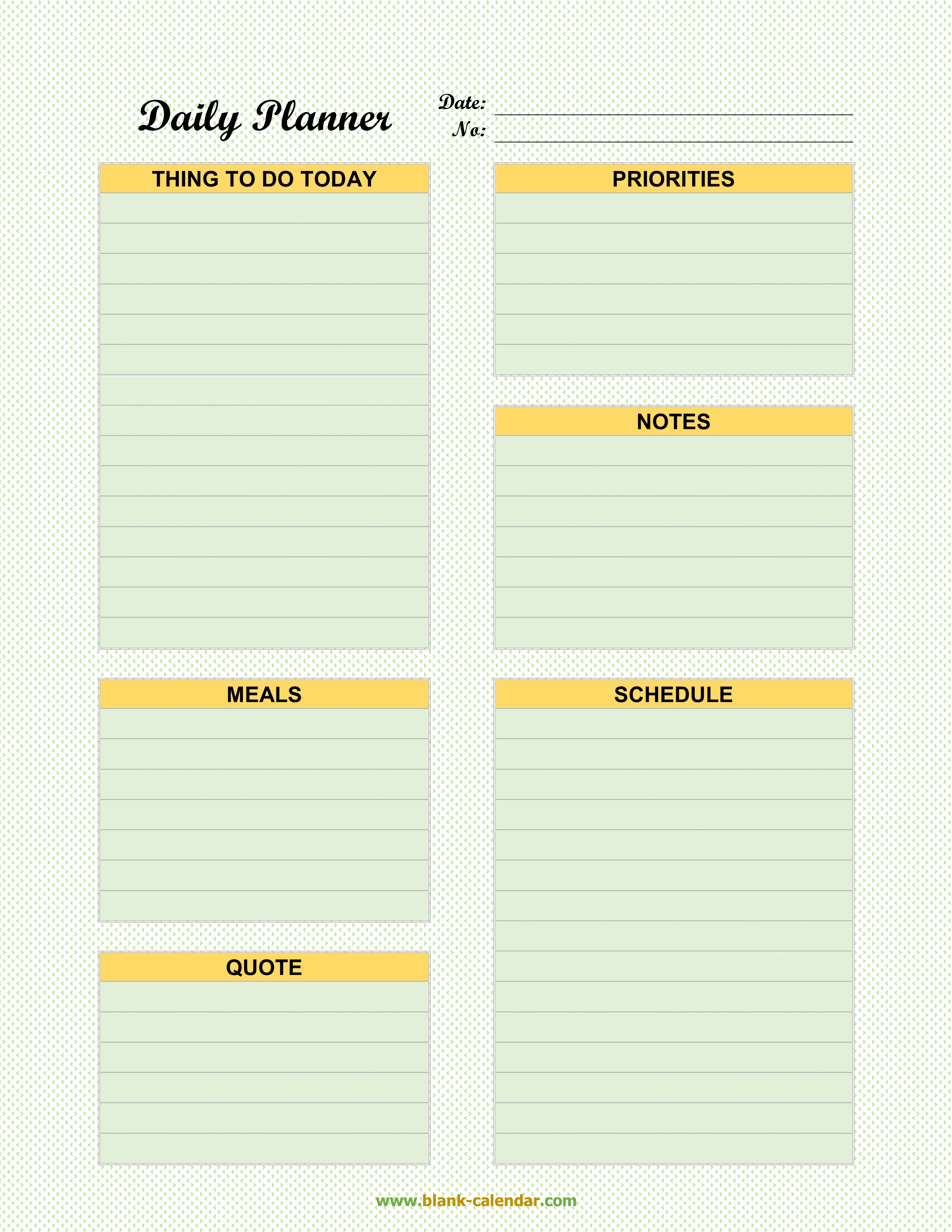 Daily Planner Template Free Printable - Printable Templates