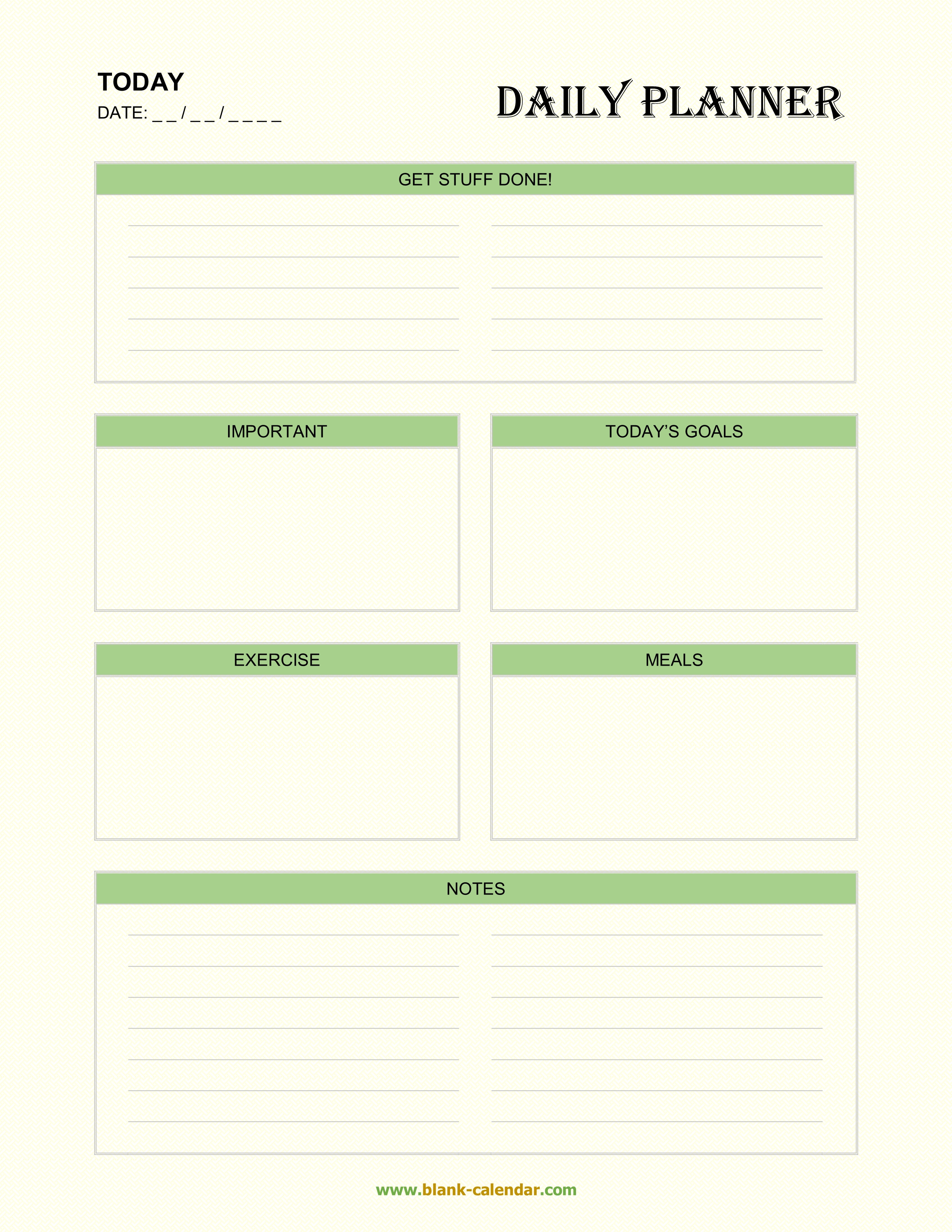 Daily Planner Excel Template from www.blank-calendar.com