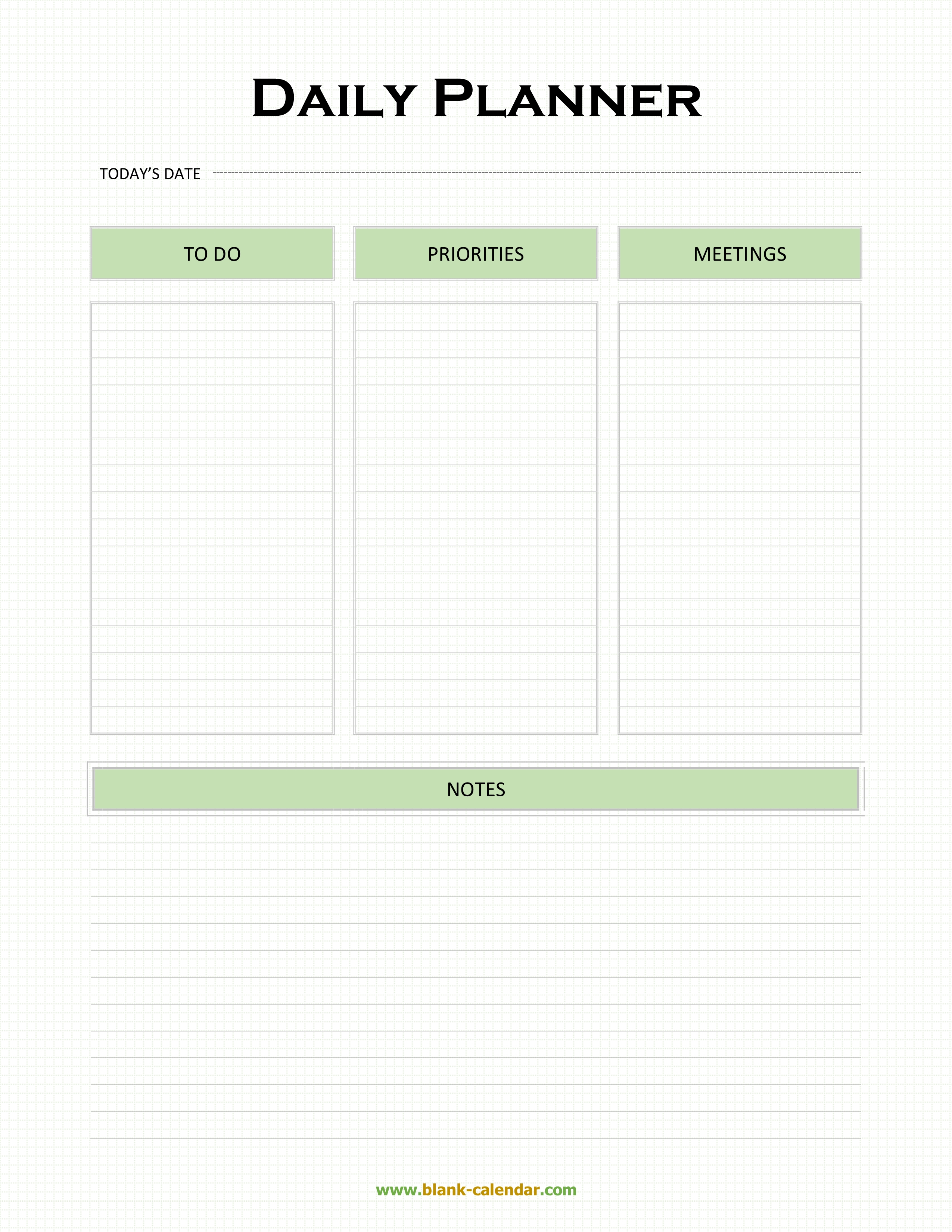 Daily Planner Templates (WORD, EXCEL, PDF) With Printable Blank Daily Schedule Template