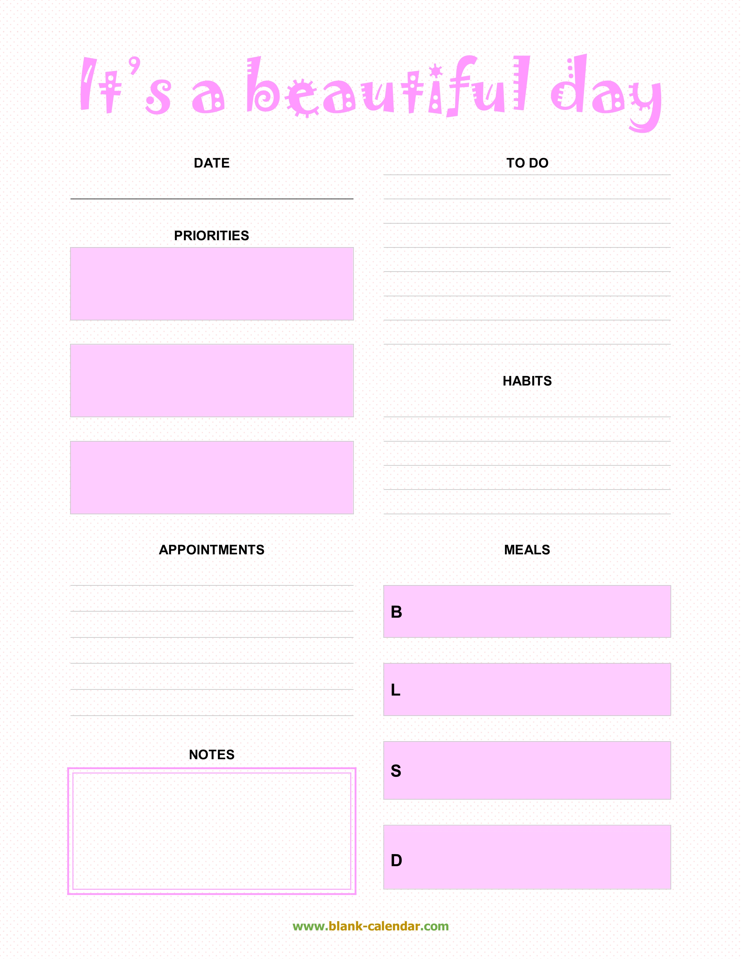 Daily Planner Templates WORD EXCEL PDF 