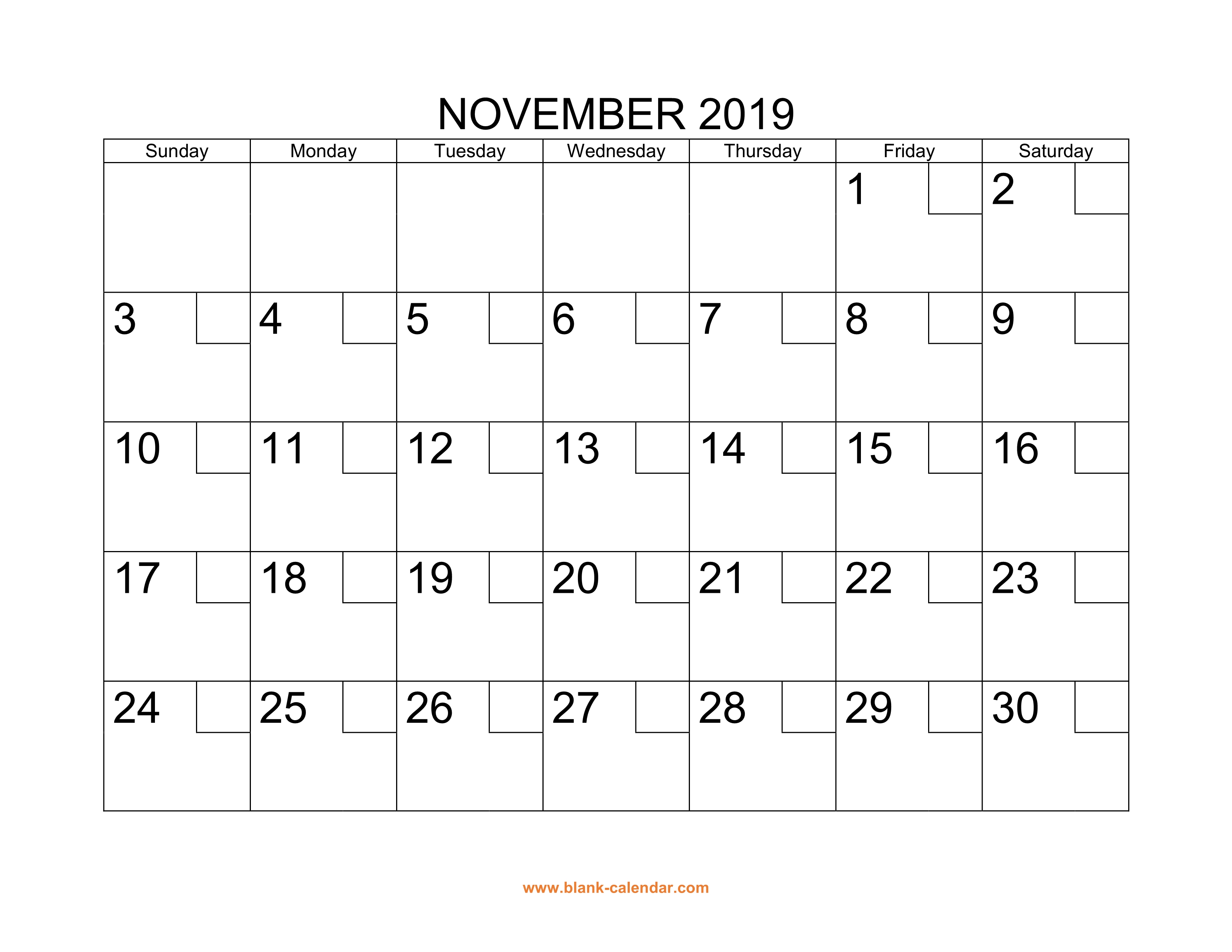 November 2019 Calendars Printable Calendar 2019 November 2019
