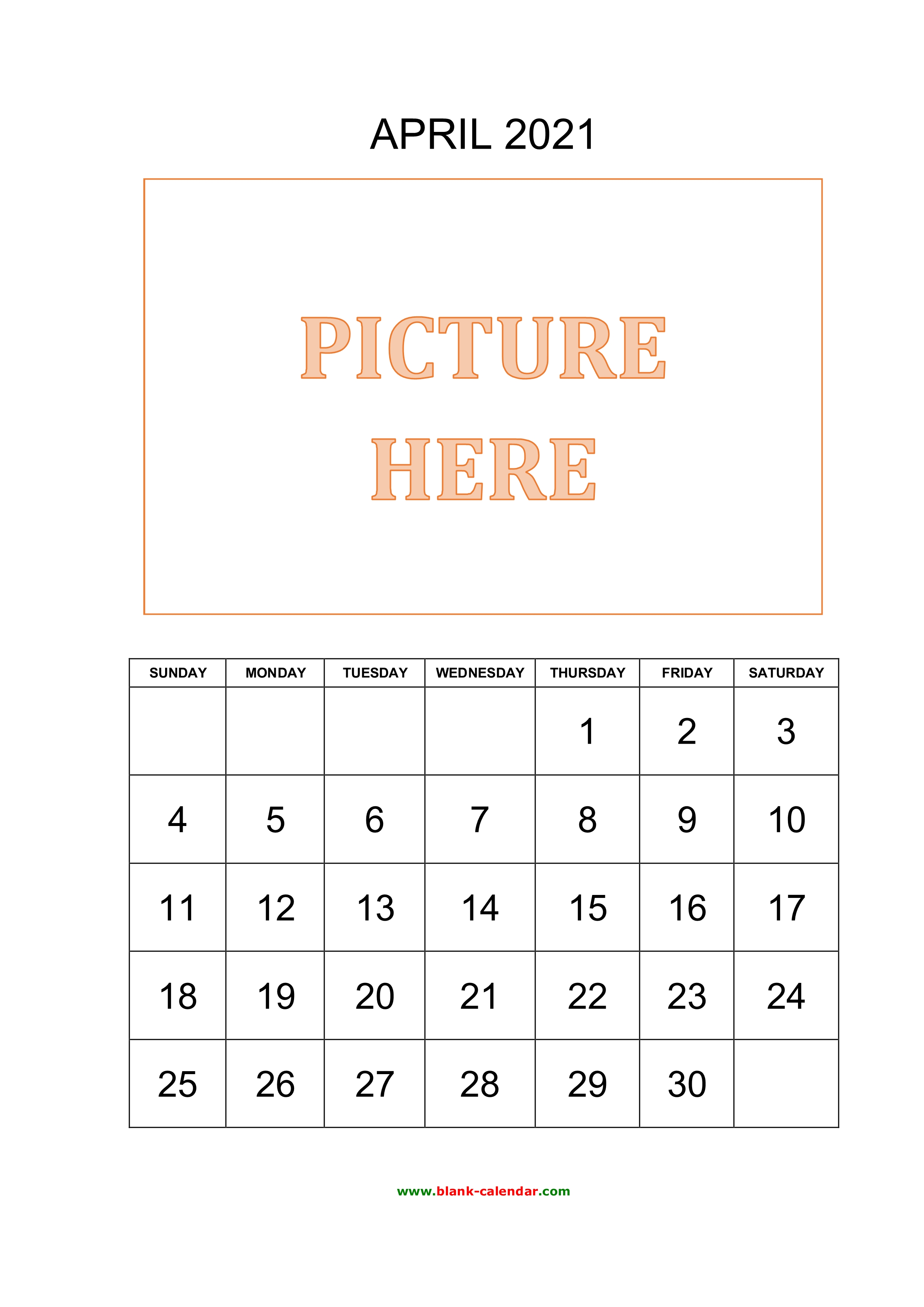 Free Download Printable April 2021 Calendar Pictures Can Be