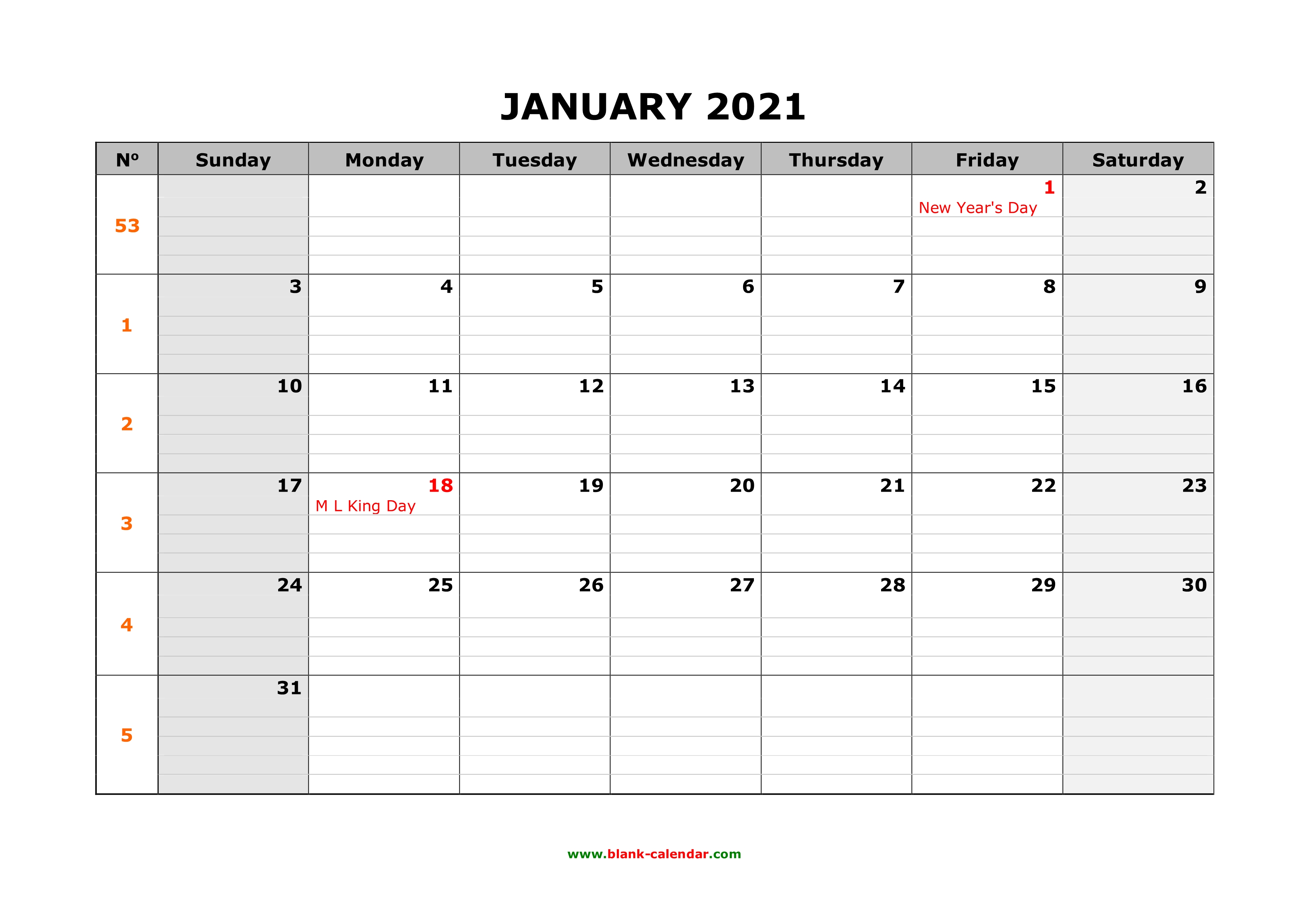 calendar grid january 2021 Free Download Printable January 2021 Calendar Large Box Grid Space For Notes calendar grid january 2021