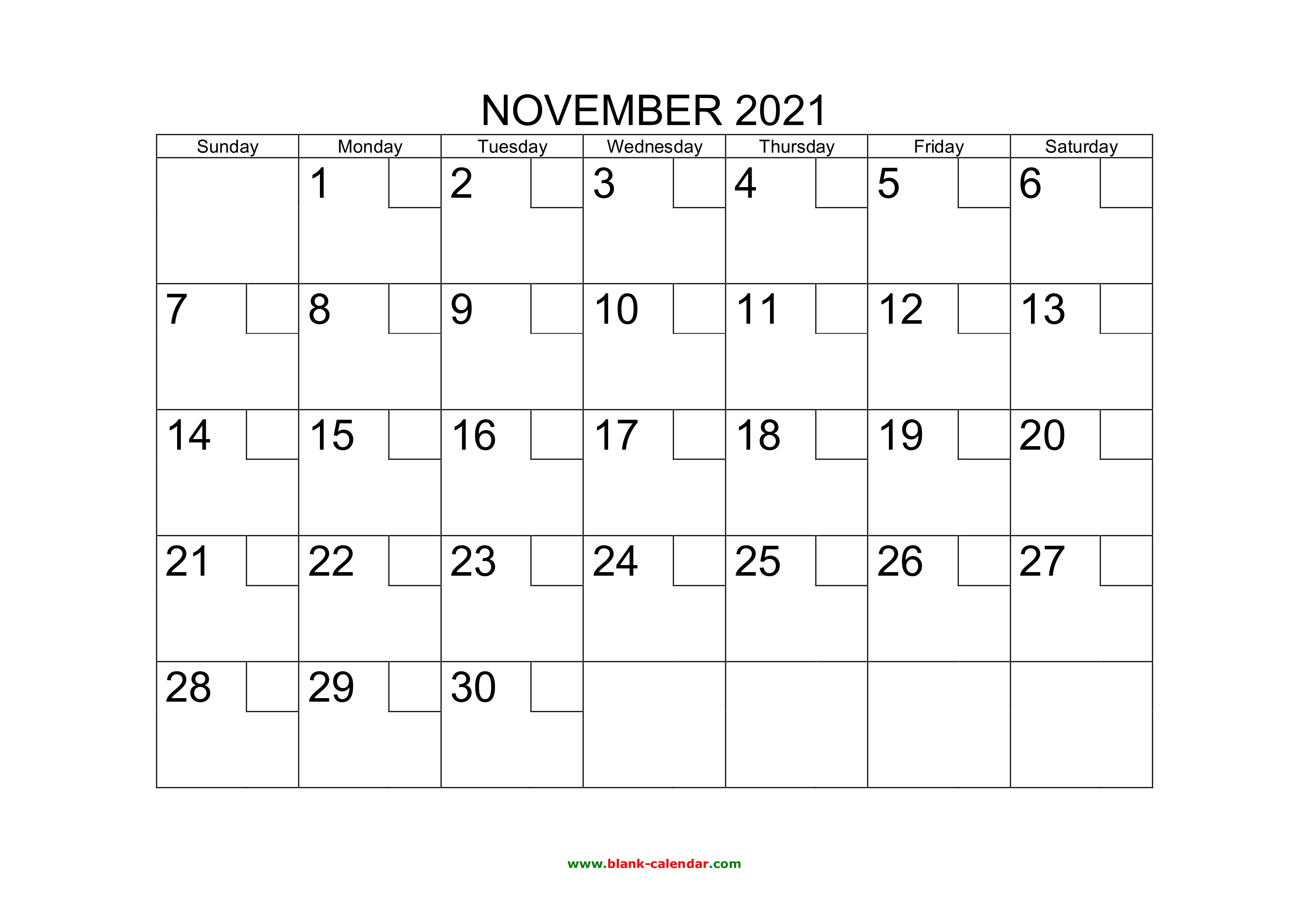 Free Download Printable November 2021 Calendar with check ...
