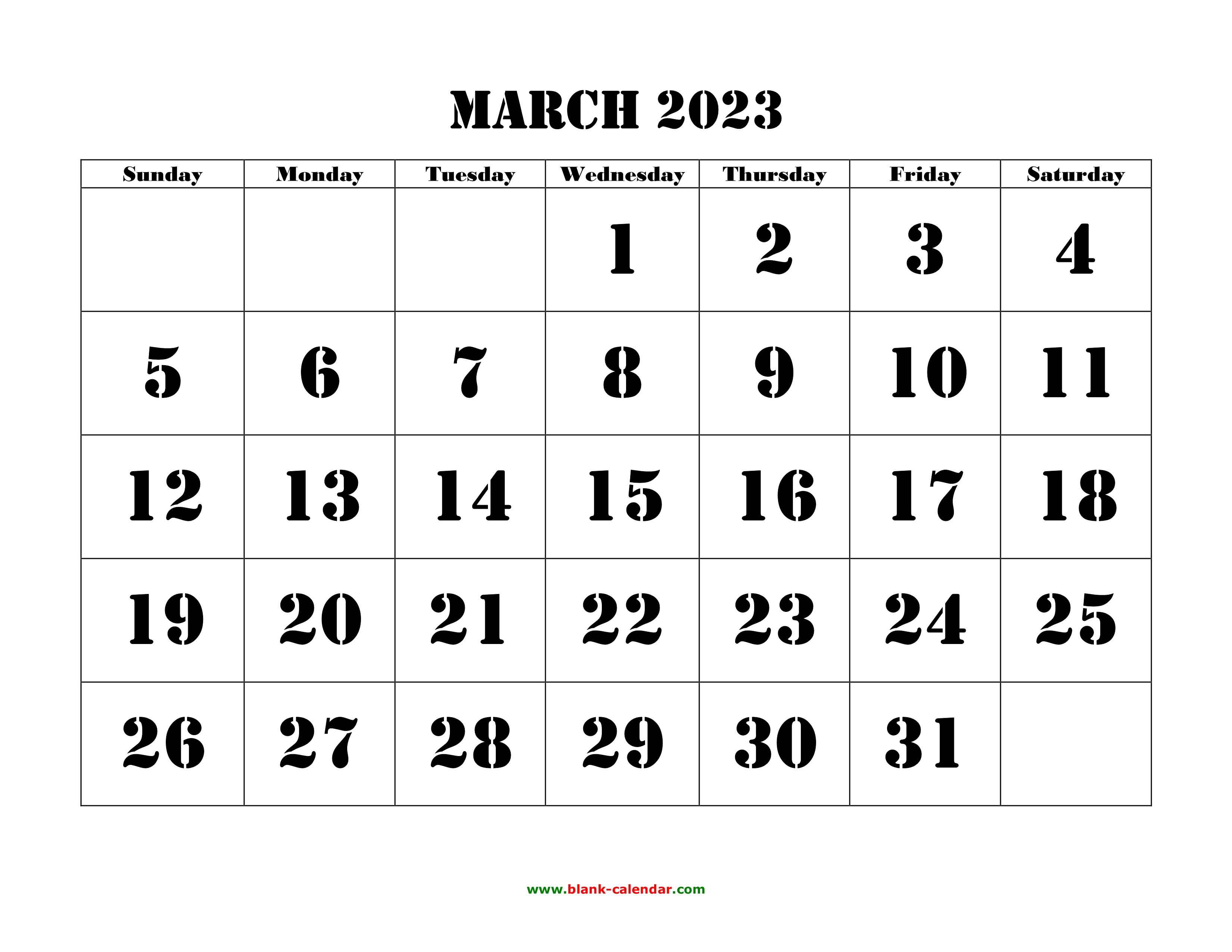 Free Download Printable March 2023 Calendar, Large Font Design , Holidays  On Red