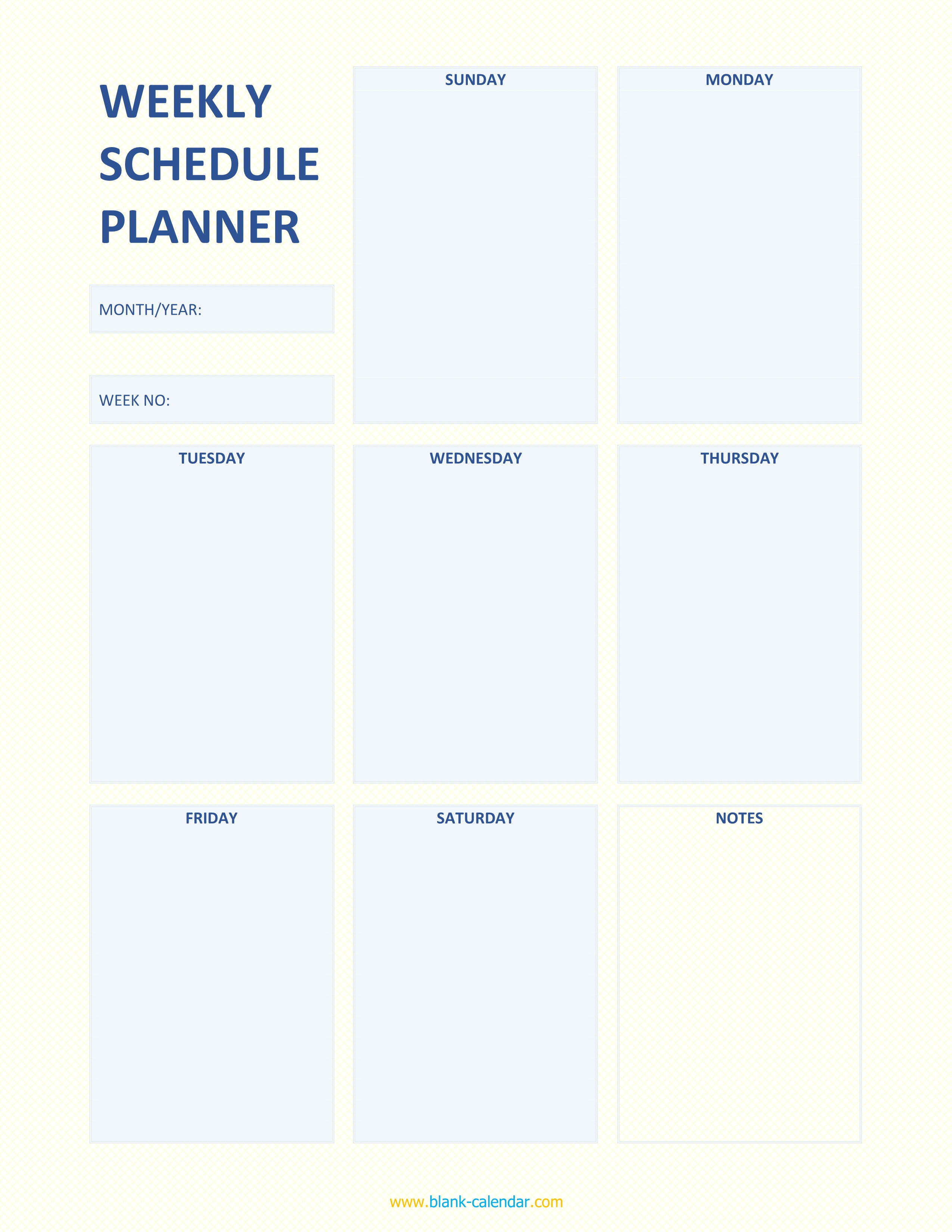 Weekly Schedule Planner Templates (WORD, EXCEL, PDF)