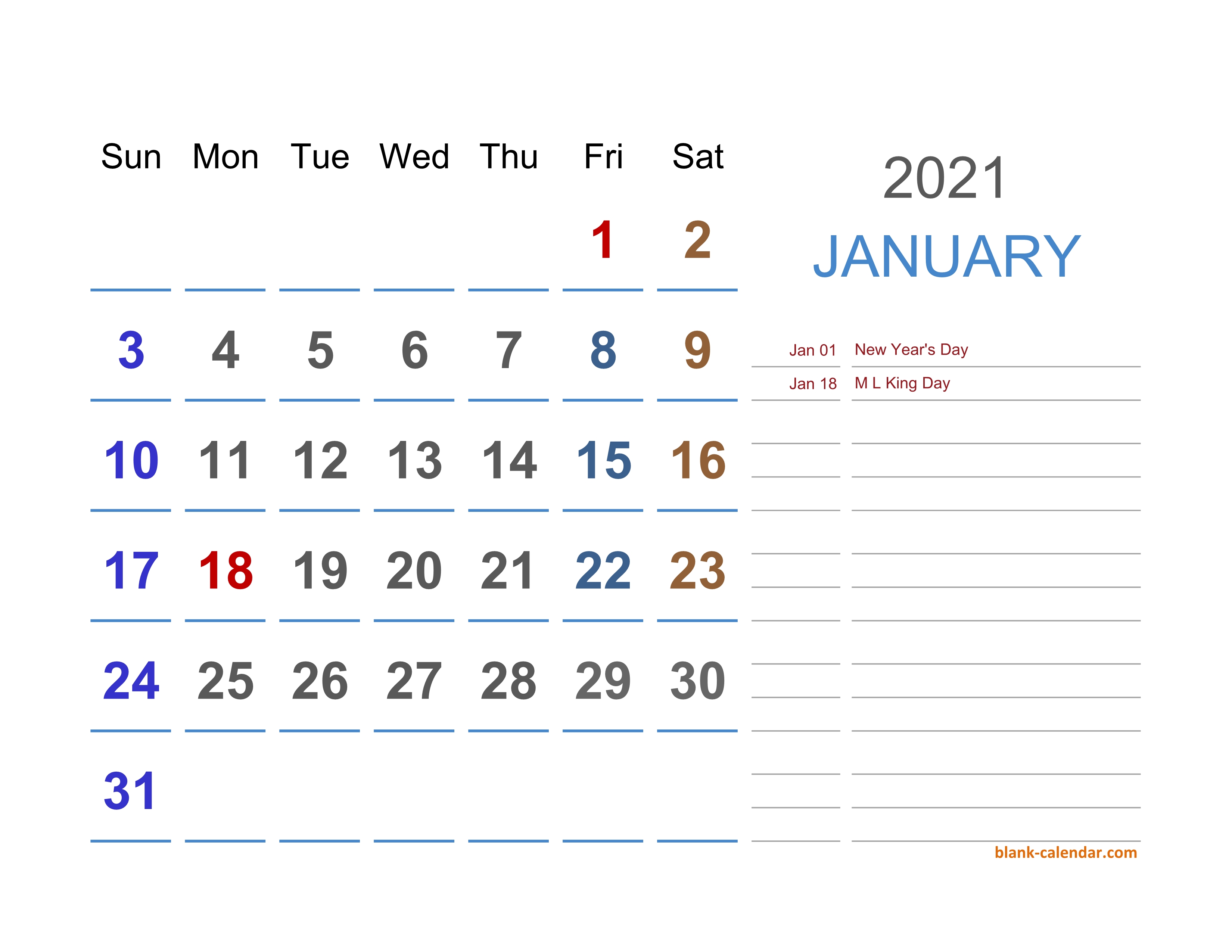 2021 Excel Calendar | Free Download Excel Calendar Templates