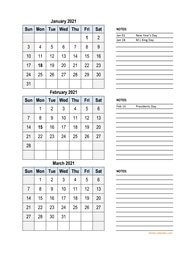 excel calendar 2021 3 months