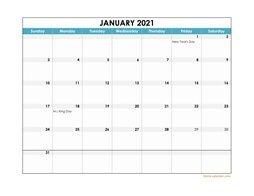 2021 Excel Calendar Free Download Excel Calendar Templates