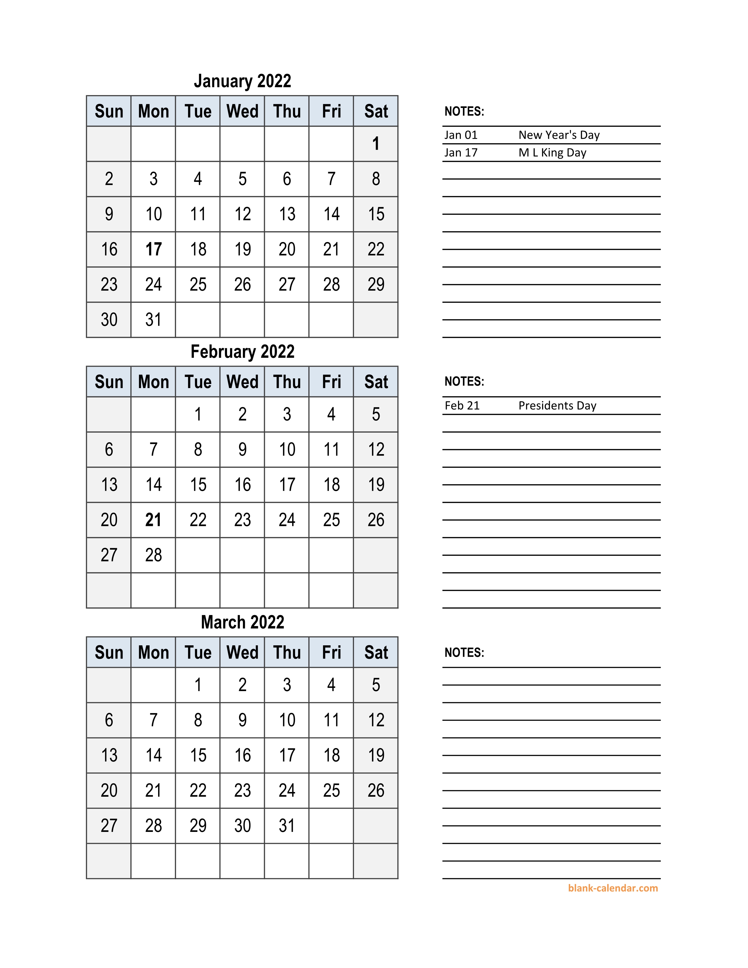 Free Download 2022 Excel Calendar, 3 Months In One Excel Spreadsheet  (Vertical)