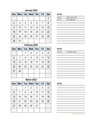 2022 excel calendar, 3 months in one excel spreadsheet
