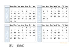 2022 excel calendar, four month in landscape format