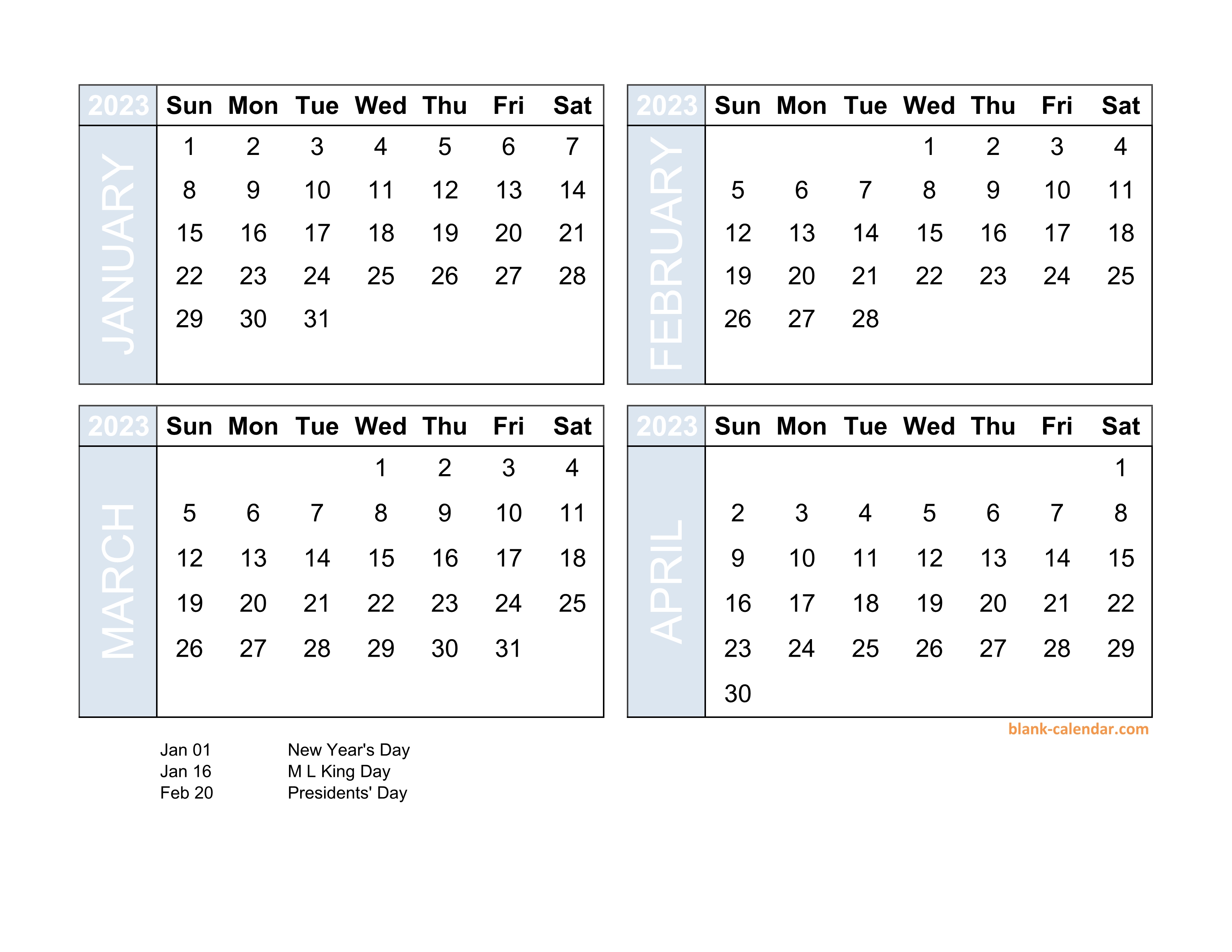 Free Download 2023 Excel Calendar Four Month In Landscape Format