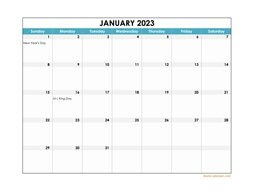 excel calendar 2023 holidays landscape