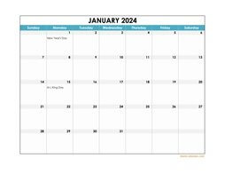excel calendar 2024 holidays landscape