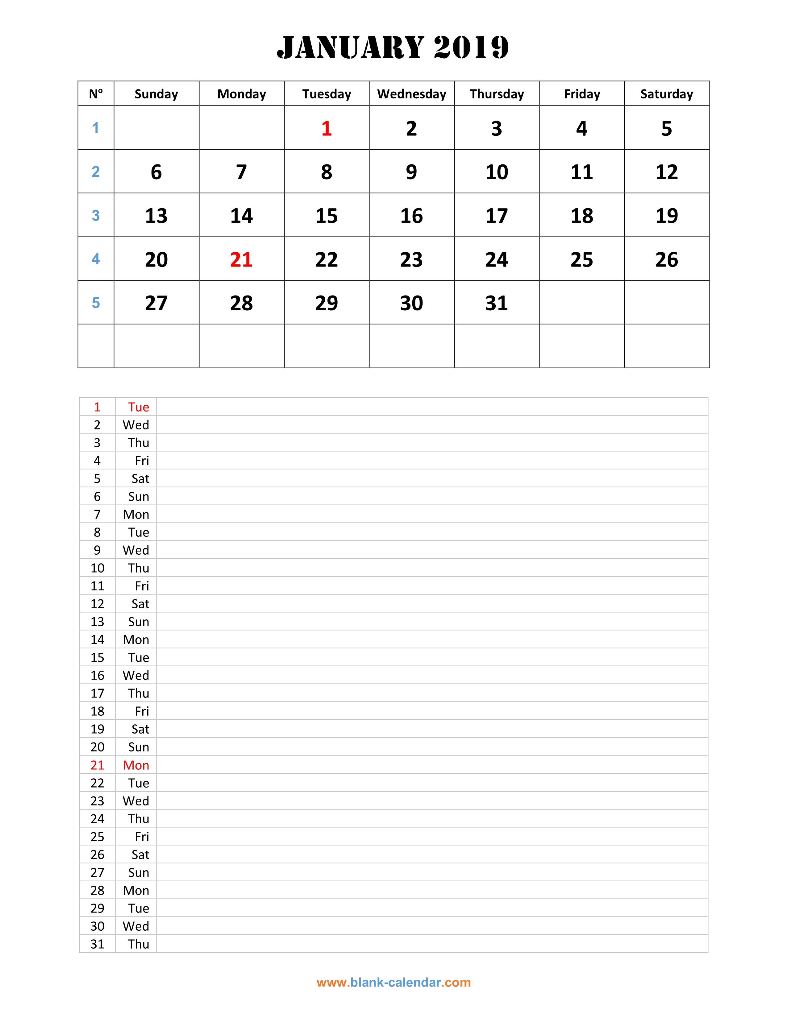 Monthly Calendar 2019 Free Download Editable And Printable