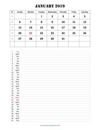 monthly calendar 2019 template 05
