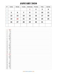 monthly calendar 2020 template 05