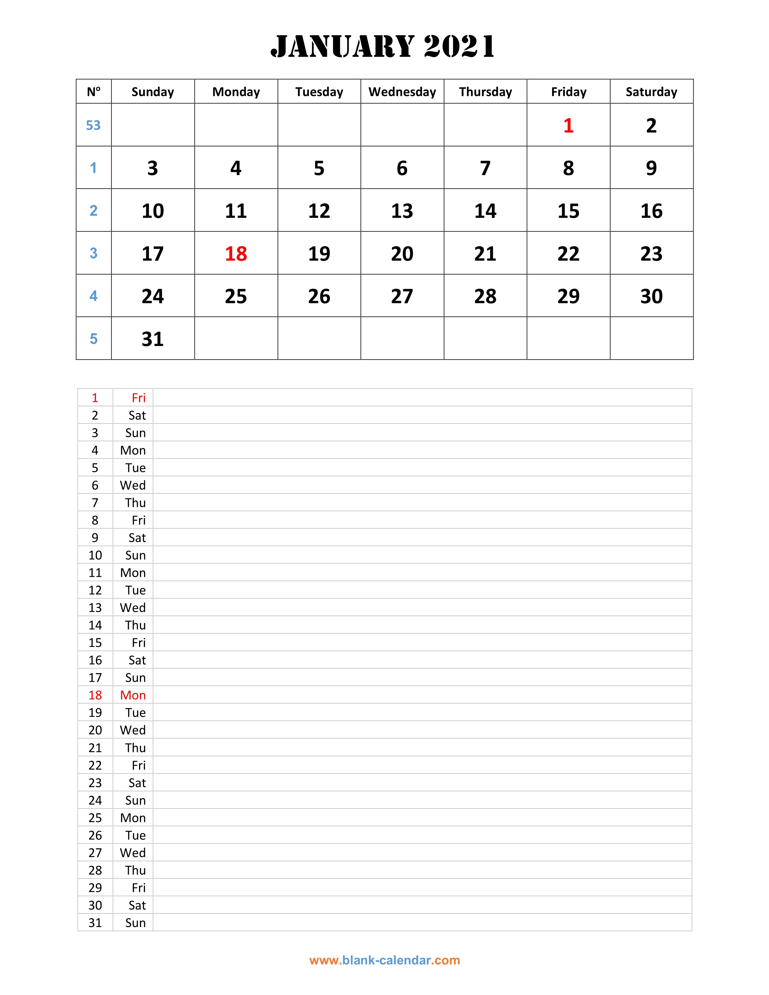 2021 Printable Editable Monthly Calendars