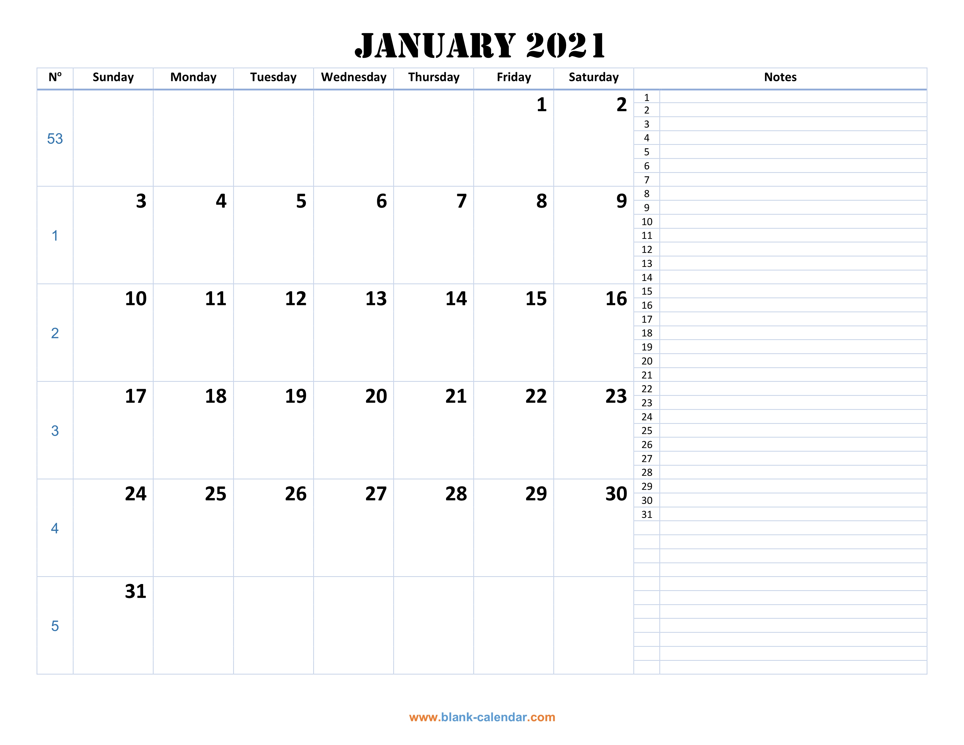 Featured image of post Printable Monthly Calendar 2021 With Notes