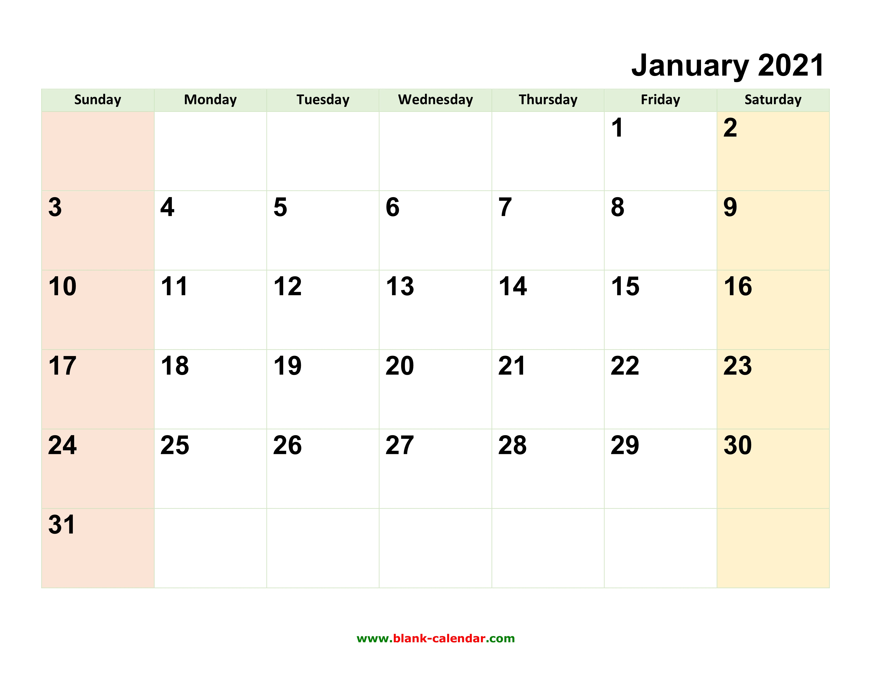 Monthly Calendar 2021 Free Download, Editable and Printable