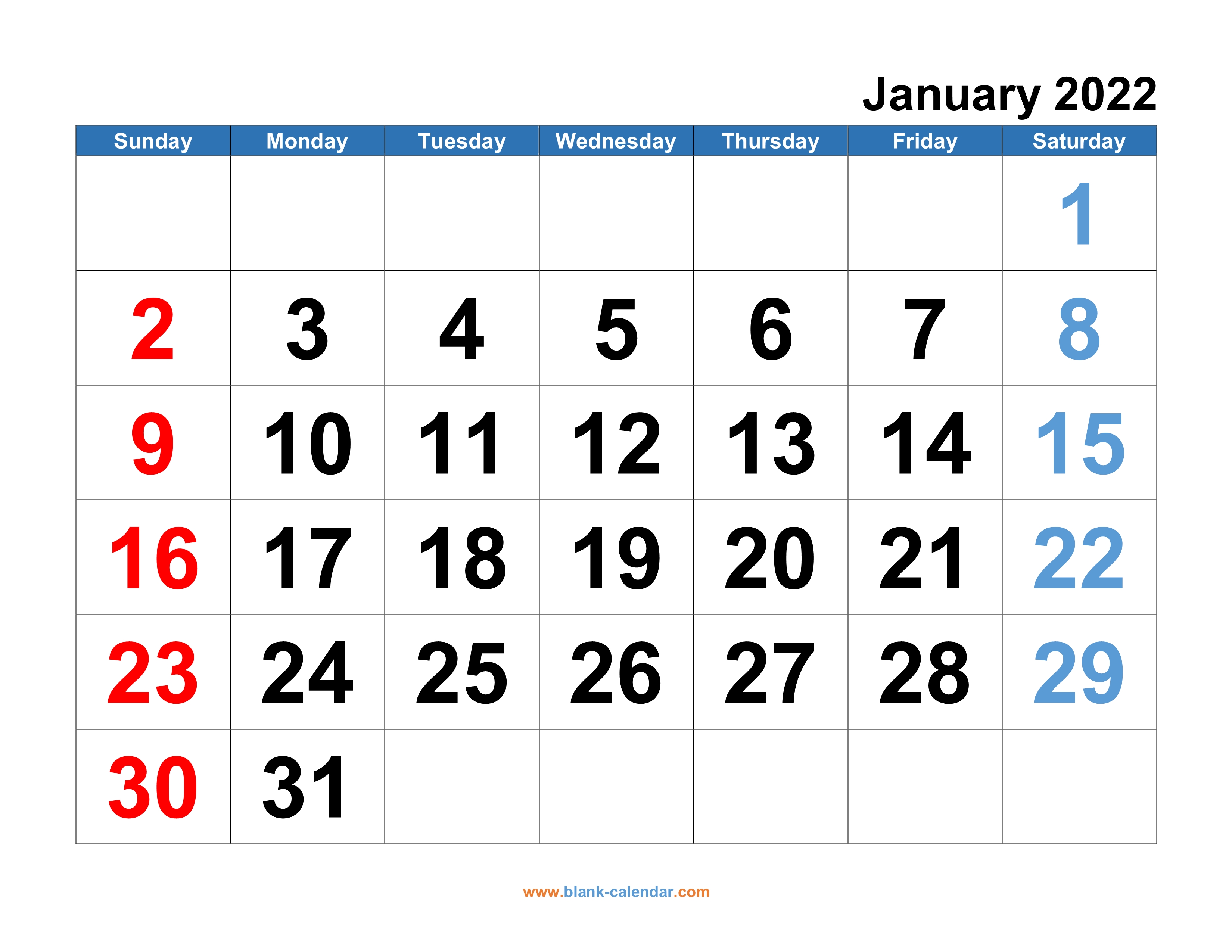 Large Print 2022 Printable Calendar Monthly Calendar 2022 | Free Download, Editable And Printable