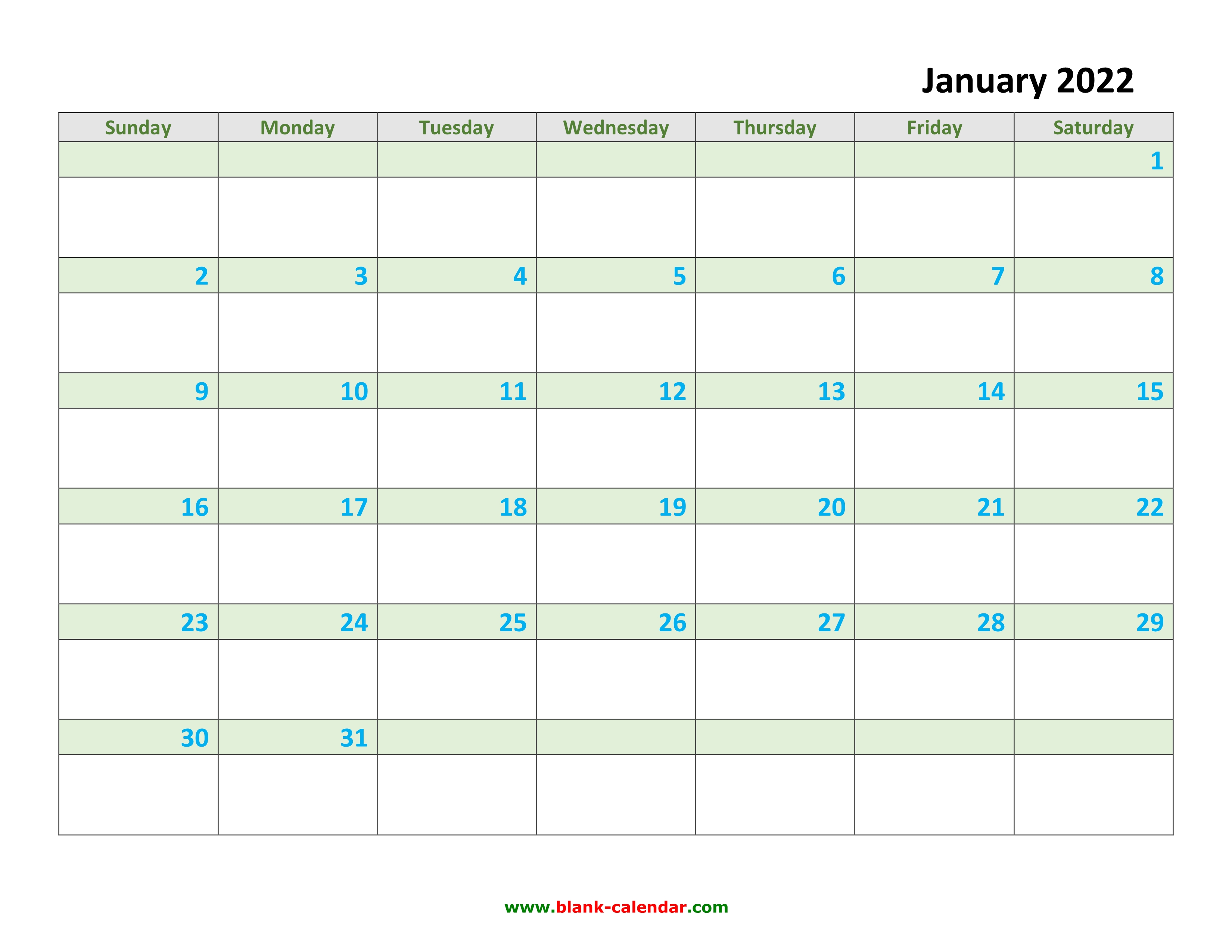 Printable Free Monthly Calendars 2022