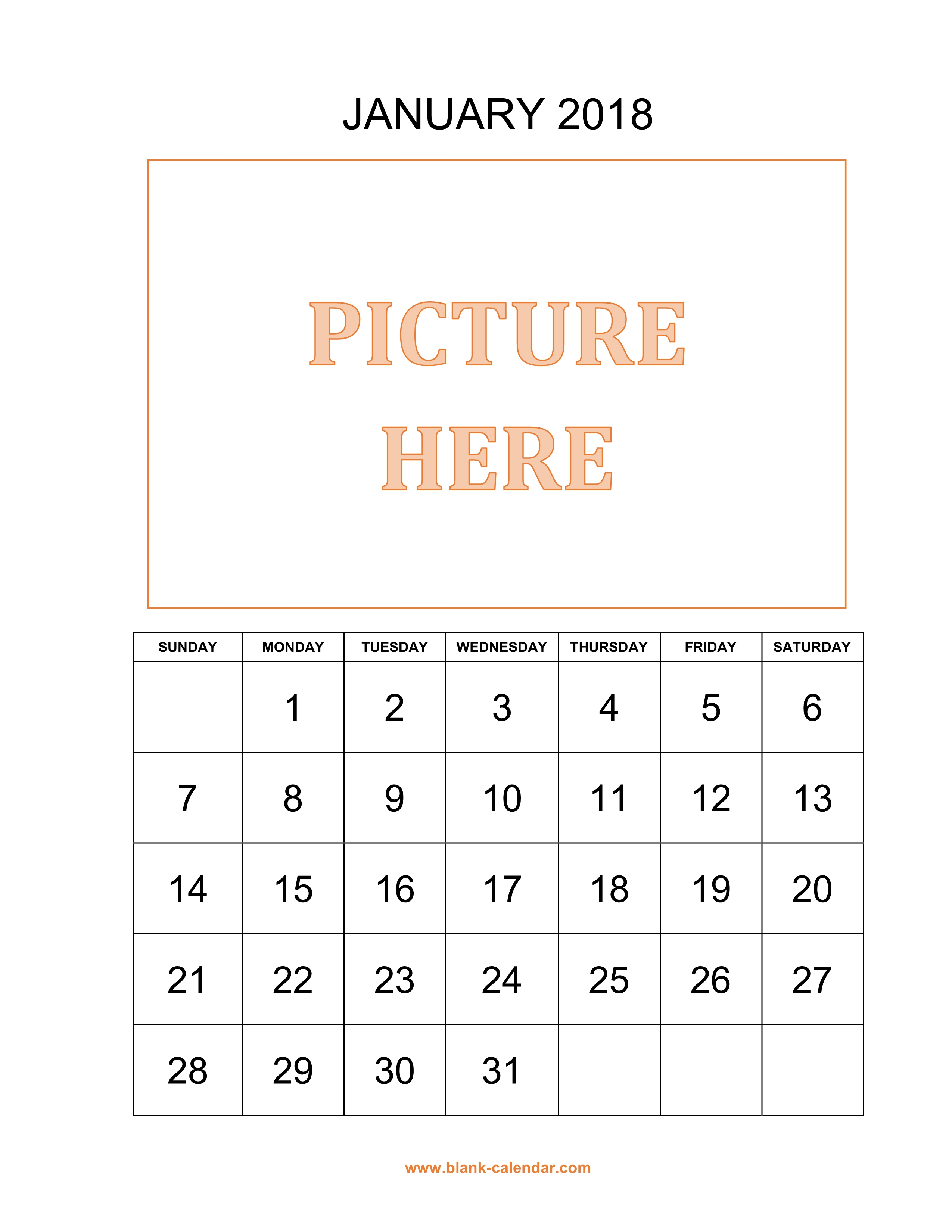 fill in blank calendar 2018