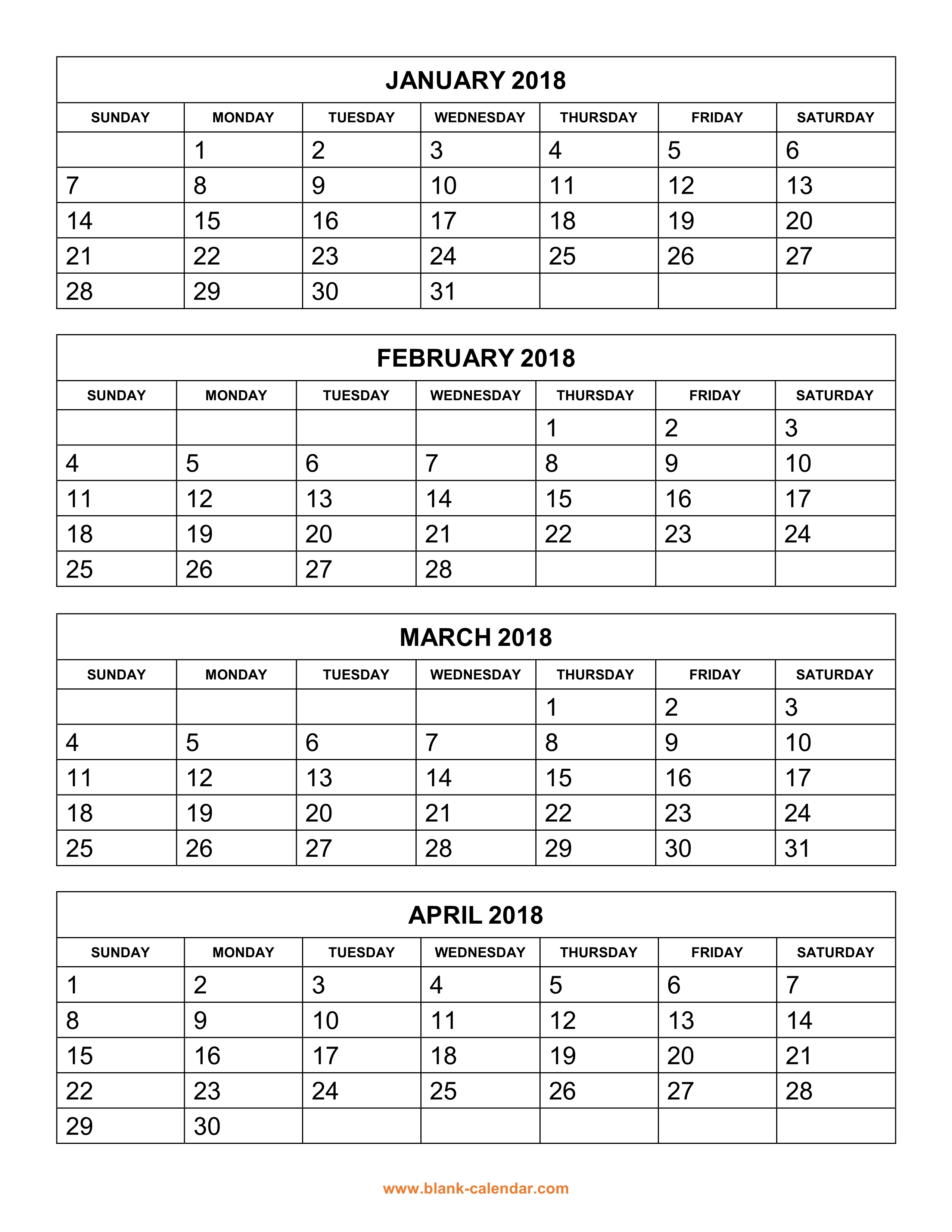 Free Download Printable Calendar 18 4 Months Per Page 3 Pages Vertical Free Download Printable Calendar 18 4 Months Per Page 3 Pages Vertical