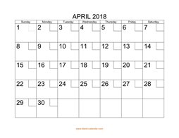 printable april 2018 calendar check boxes