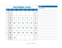 printable december 2018 calendar