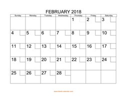 Printable February 2018 Calendar with check boxes (horizontal)