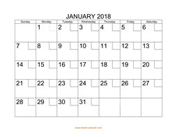 printable january 2018 calendar check boxes