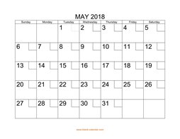 2018 may printable calendar