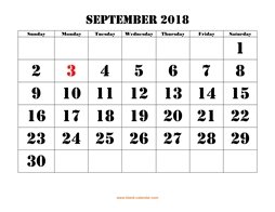 printable september 2018 calendar larger font
