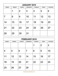 printable calendar 2018 2 months per page