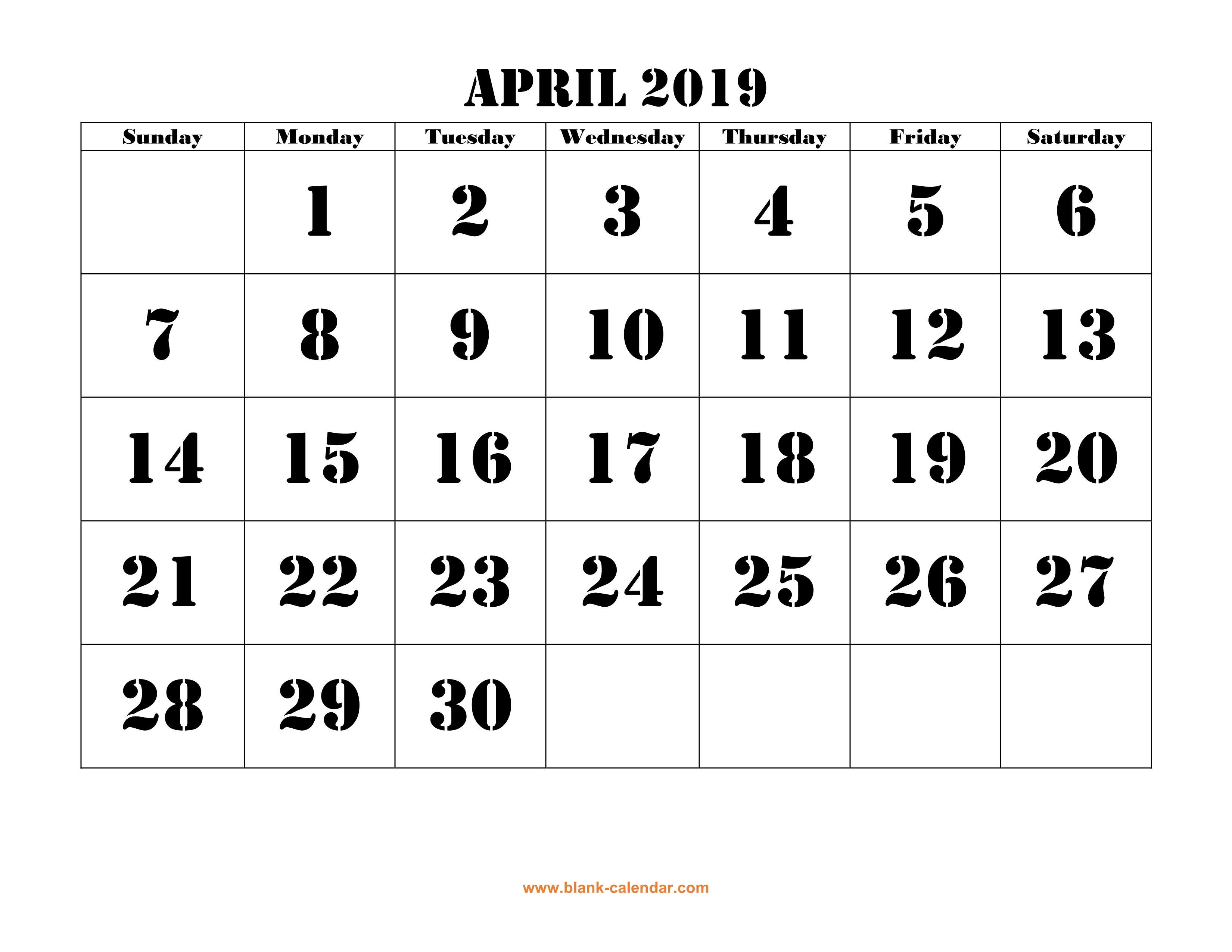 April 2019 Printable Calendar Absolutely free Down load Regular monthly image regarding April Printable Calendar referred to as April 2019 Printable Calendar Cost-free Down load Regular monthly