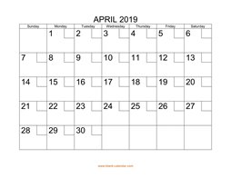 printable april 2019 calendar check boxes