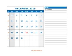 printable december 2019 calendar