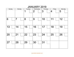 printable january calendar 2019 check boxes